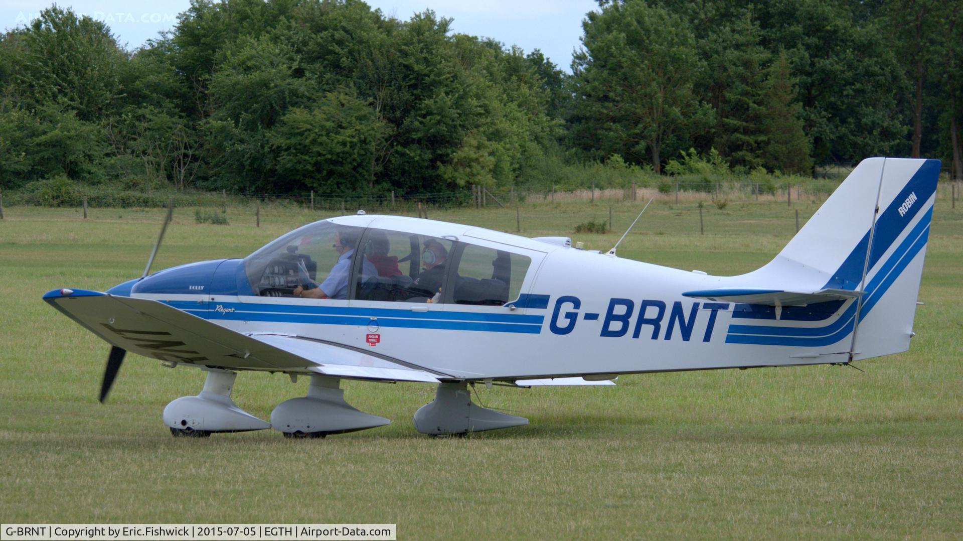 G-BRNT, 1989 Robin DR-400-180 Regent Regent C/N 1935, 1. G-BRNT preparing to depart the Shuttleworth Military Pagent Airshow, July 2015.