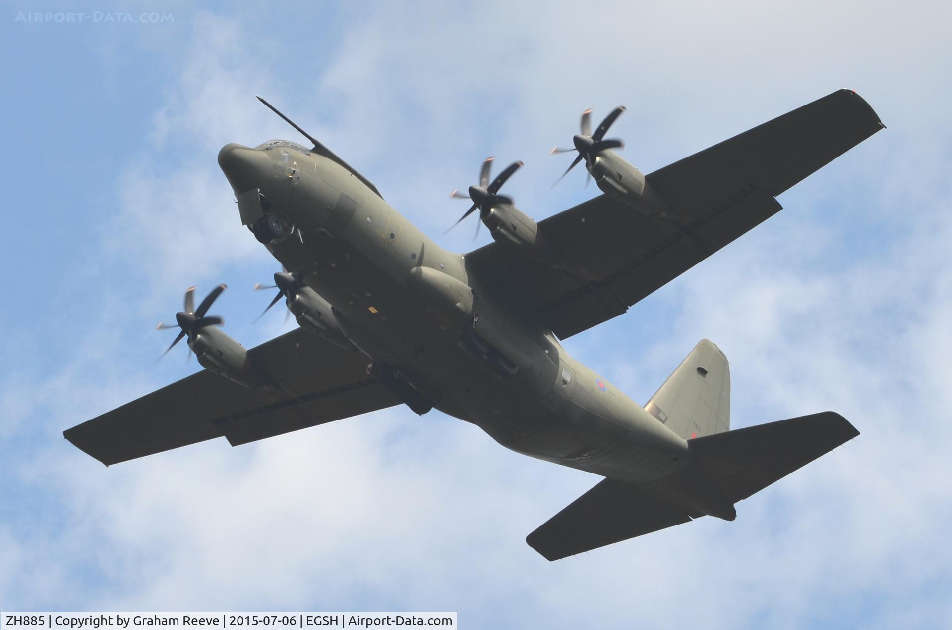 ZH885, 1999 Lockheed Martin C-130J Hercules C.5 C/N 382-5483, On approach to Norwich.