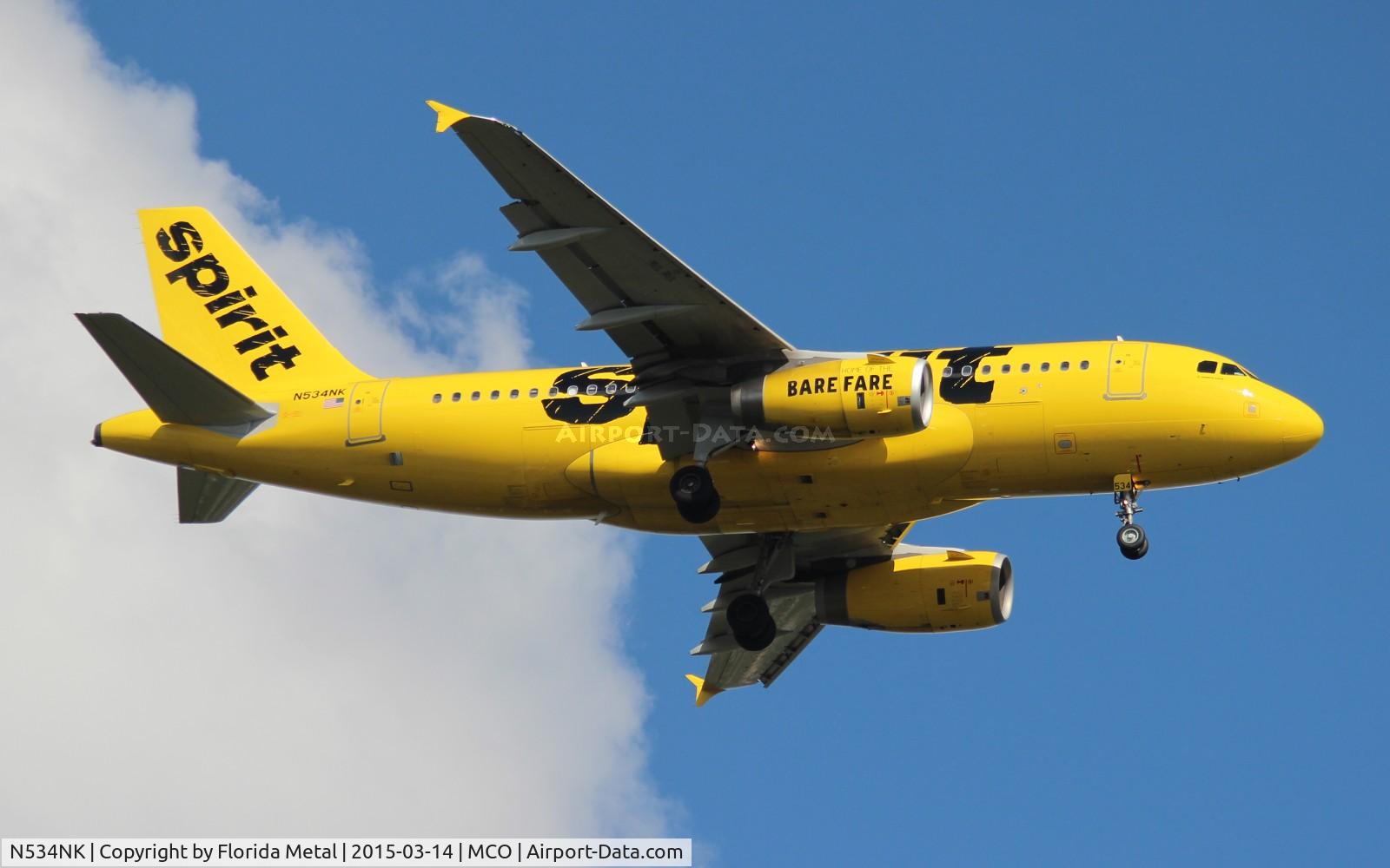 N534NK, 2008 Airbus A319-132 C/N 3395, Spirit