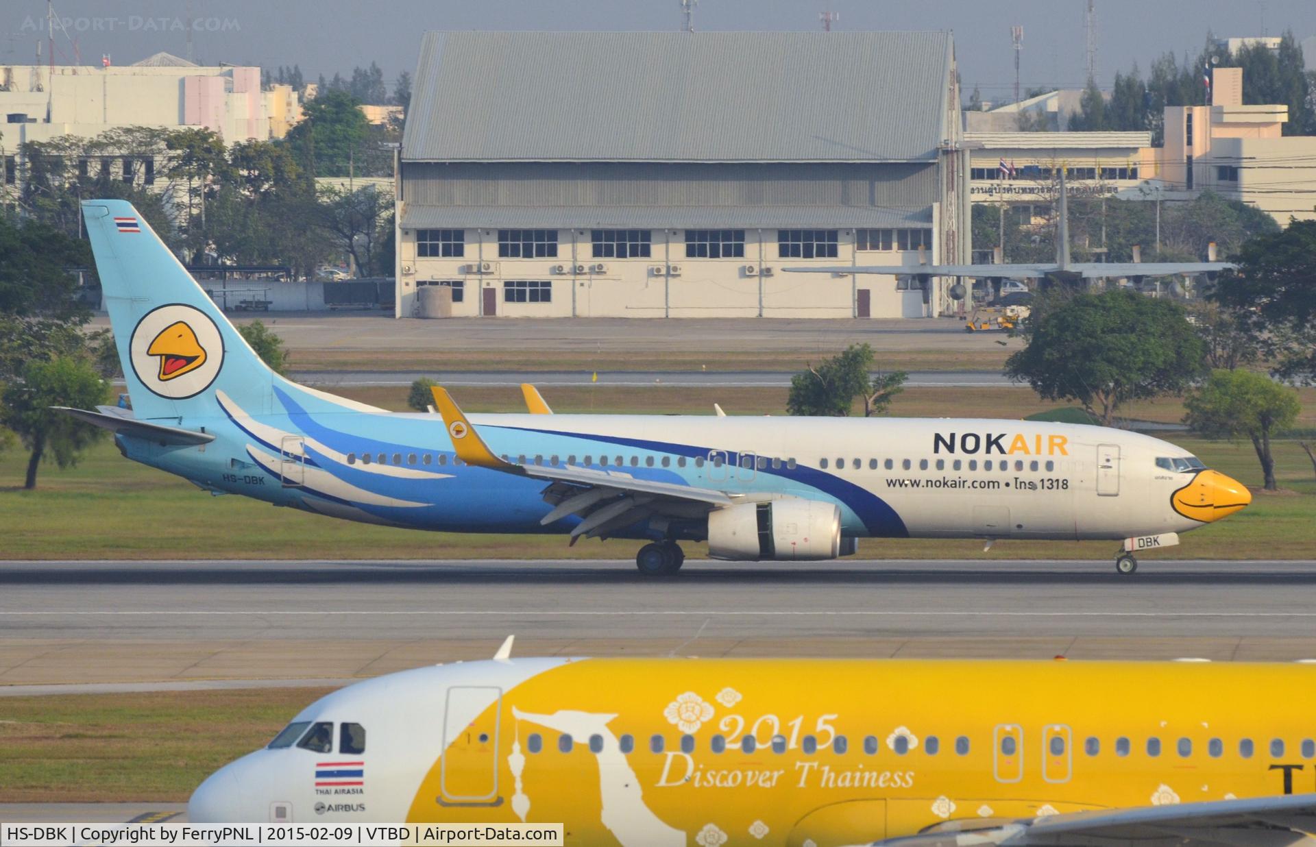 HS-DBK, 2013 Boeing 737-86J C/N 37774, Nok Air B738 reversing in DMK