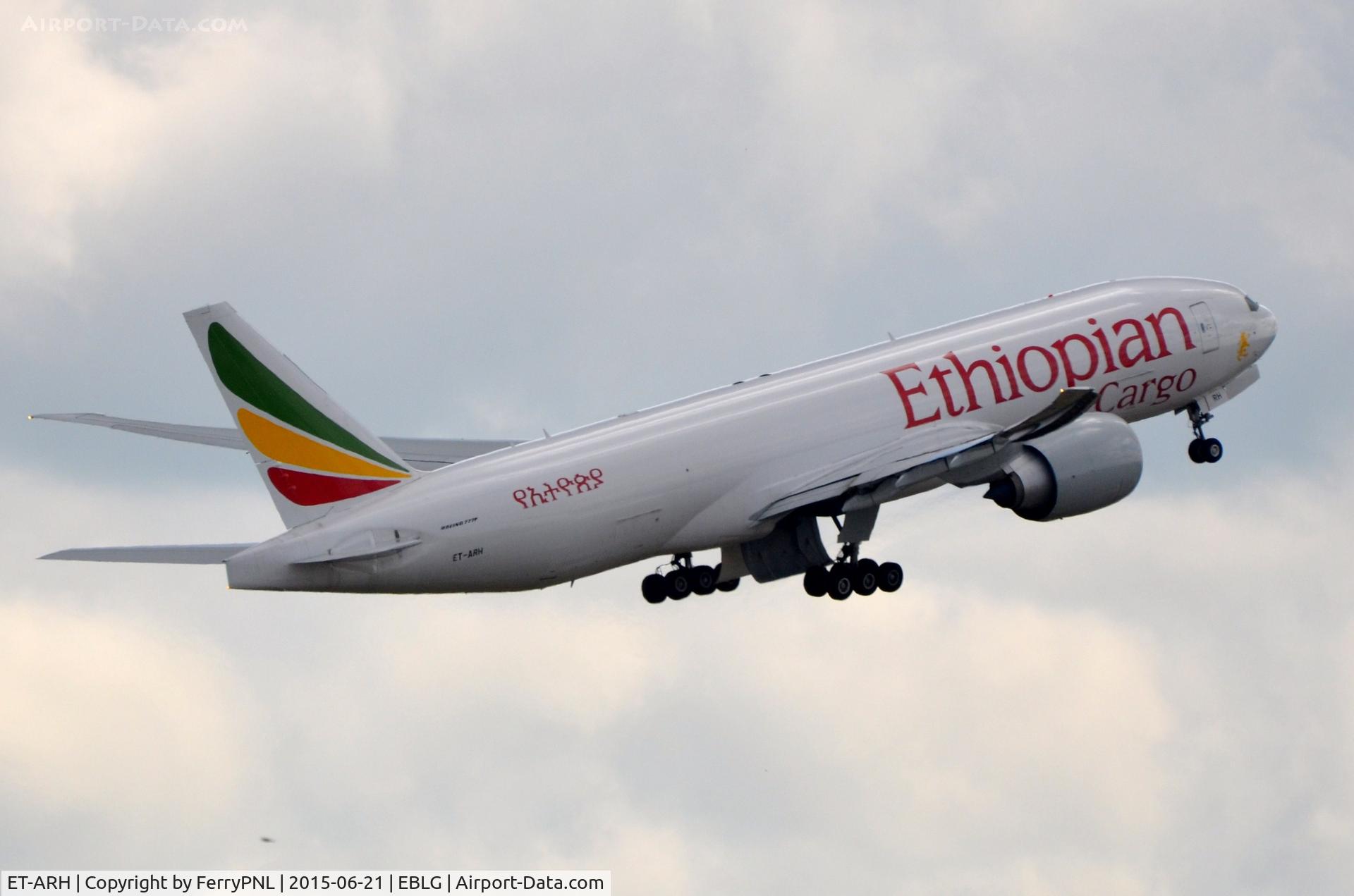 ET-ARH, 2014 Boeing 777-F60 C/N 42030, Ethiopian B772F taking-off. Aircraft written-off after fire 22 Jul 2020 at PVG  
