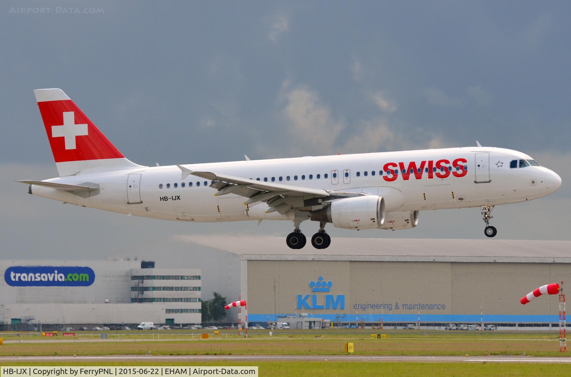 HB-IJX, 2002 Airbus A320-214 C/N 1762, Swiss A320 arriving in AMS with nice thunderstorm clouds in the background.