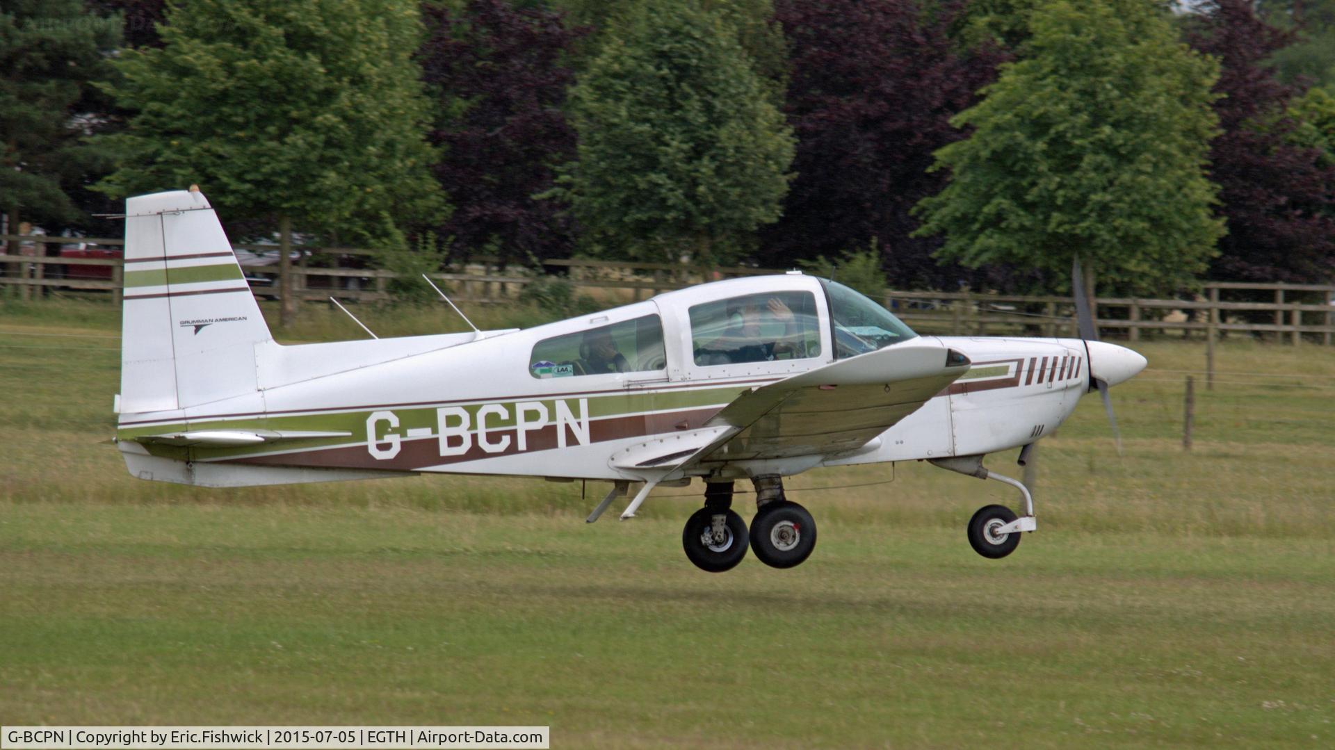 G-BCPN, 1974 Grumman American AA-5 Traveler C/N AA5-0665, 42. G-BCPN departing the Shuttleworth Military Pagent Airshow, July 2015.