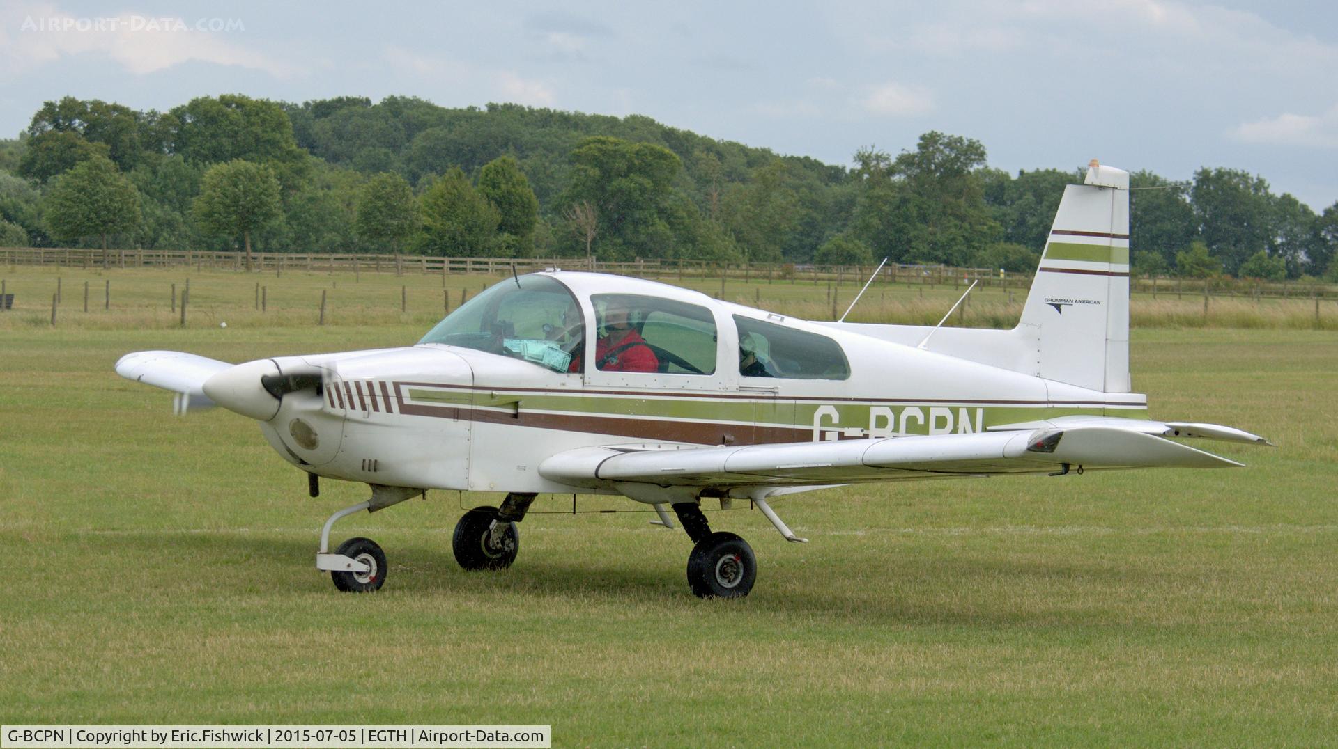G-BCPN, 1974 Grumman American AA-5 Traveler C/N AA5-0665, 3. G-BCPN preparing to depart the Shuttleworth Military Pagent Airshow, July 2015.