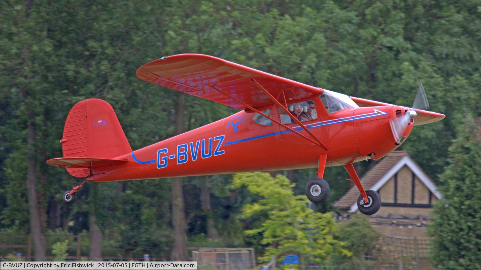 G-BVUZ, 1946 Cessna 120 C/N 11334, 43. G-BVUZ departing the Shuttleworth Military Pagent Airshow, July 2015.