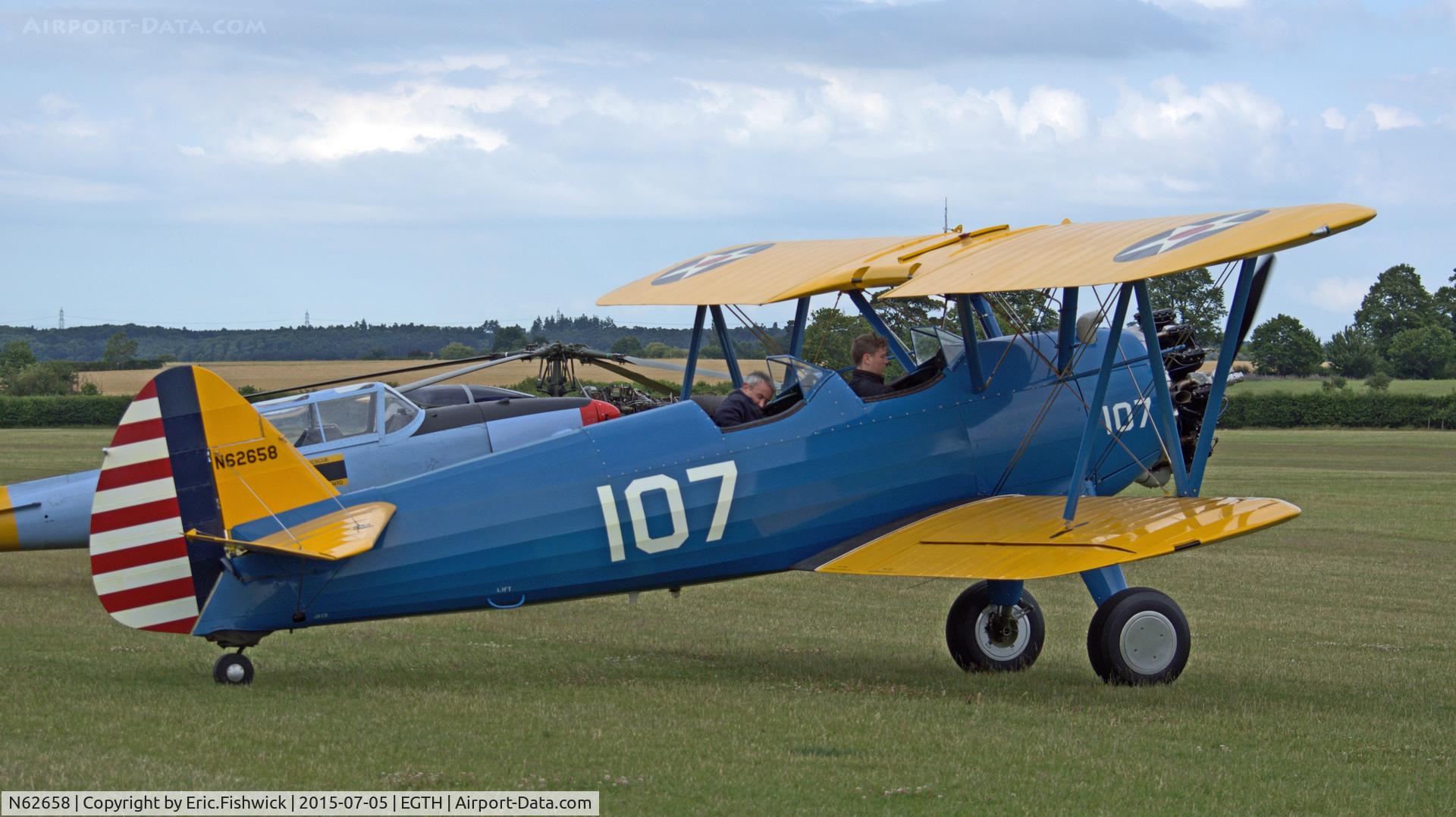 N62658, 1942 Boeing A75N1(PT17) C/N 75-4270, 2. N62658 preparing to depart the Shuttleworth Military Pagent Airshow, July 2015.