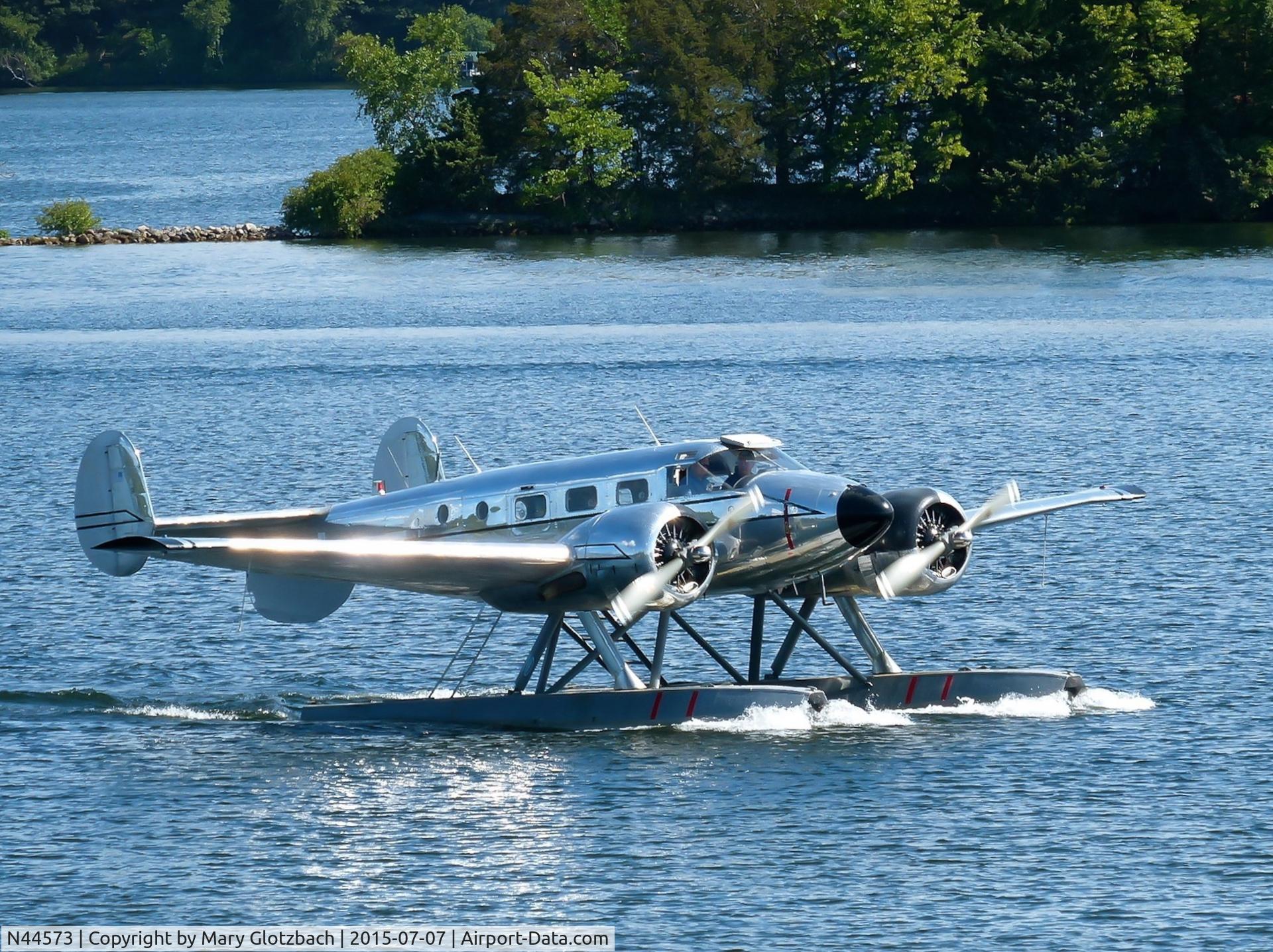 N44573, 1944 Beech C18S C/N 7678, Beech C18S preparing to take off from Gull Lake, MN