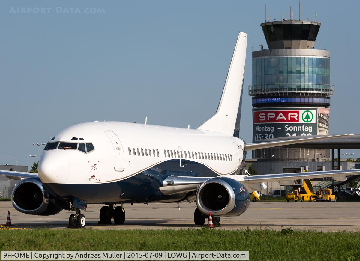 9H-OME, 1991 Boeing 737-505 C/N 24274, Business flight from London.
