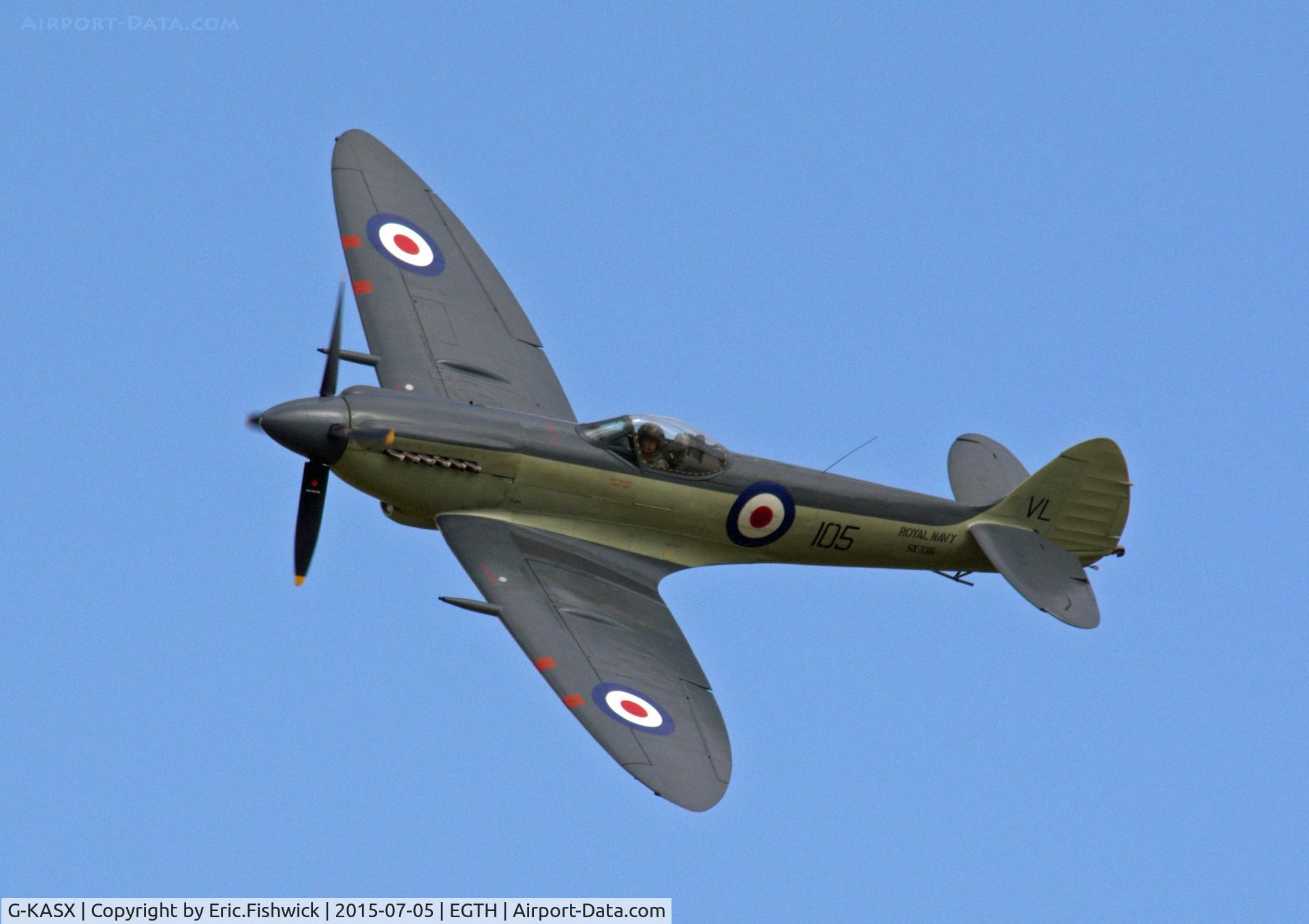 G-KASX, 1946 Supermarine 395 Seafire F.XVII C/N FLWA 25488, 41. SX336 in display mode at the Shuttleworth Military Pagent Airshow, July 2015.