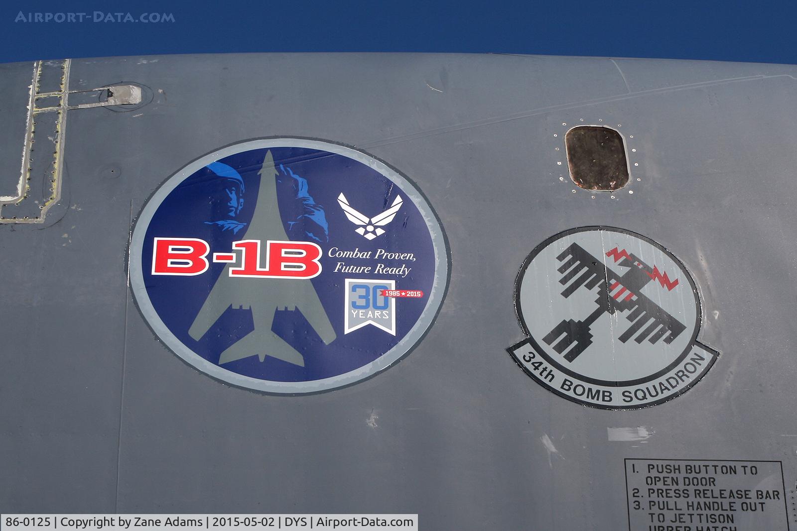 86-0125, 1986 Rockwell B-1B Lancer C/N 85, At the 2015 Big Country Airshow - Dyess AFB, TX