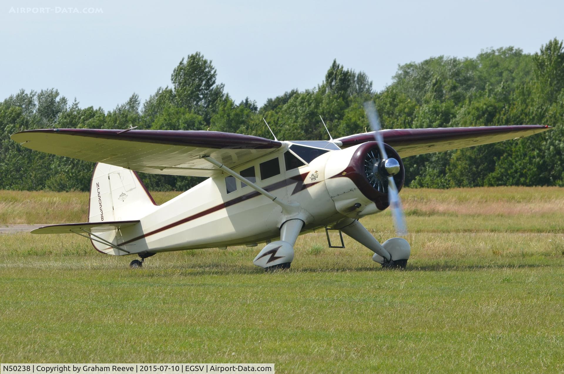 N50238, 1942 Stinson V77 Reliant C/N 77-248, Just landed at Old Buckenham.