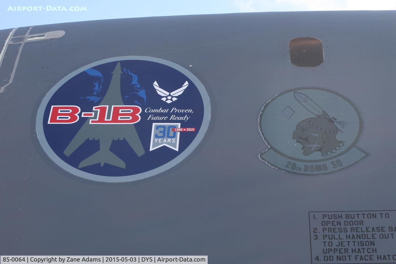 85-0064, 1985 Rockwell B-1B Lancer C/N 24, At the 2015 Big Country Airshow, Dyess AFB, TX