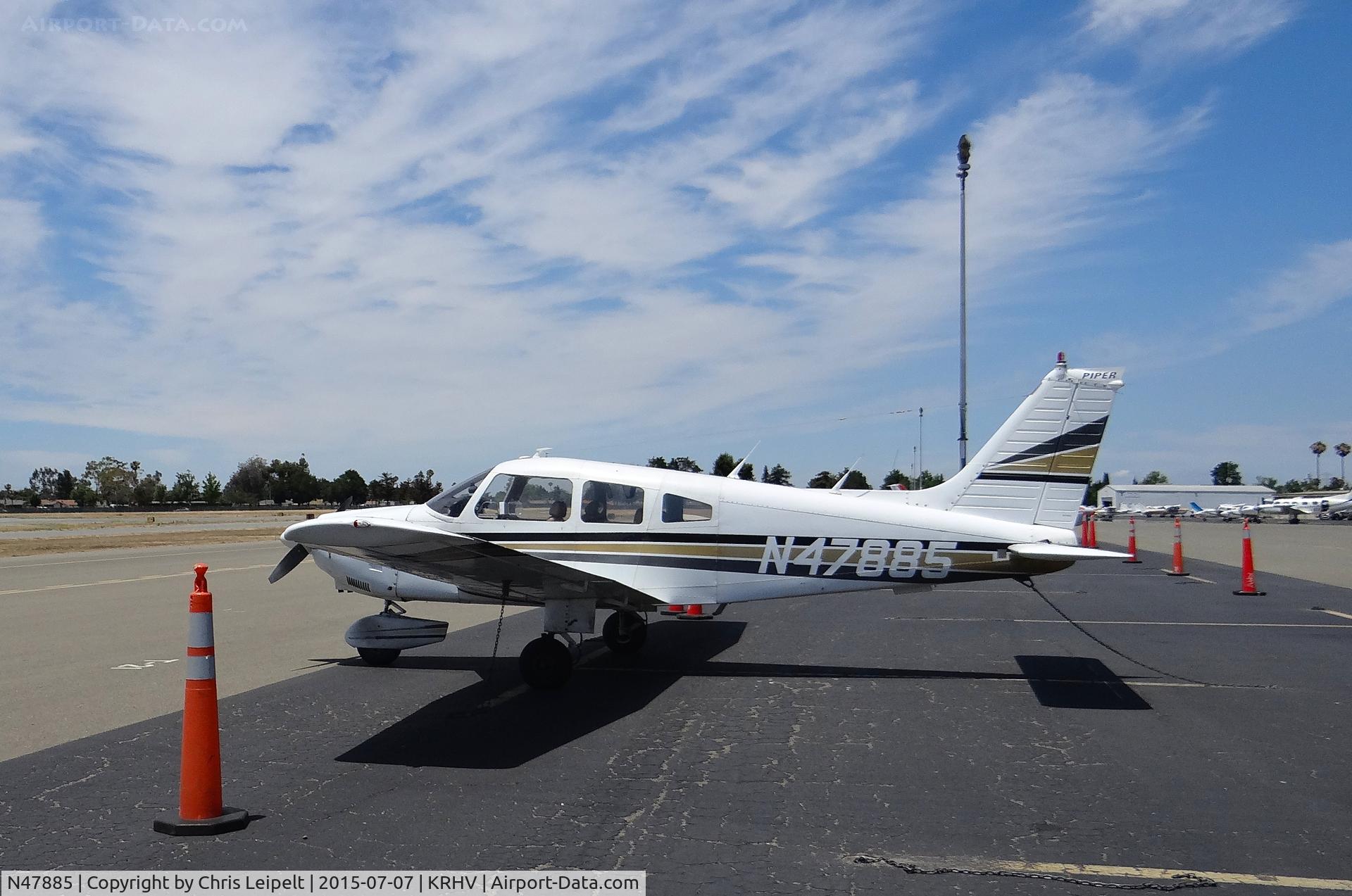 N47885, 1977 Piper PA-28-181 Archer C/N 28-7890148, A transient Piper Archer (ALCADIA INC - WILMINGTON, DE) visiting Reid Hillview Airport, CA.