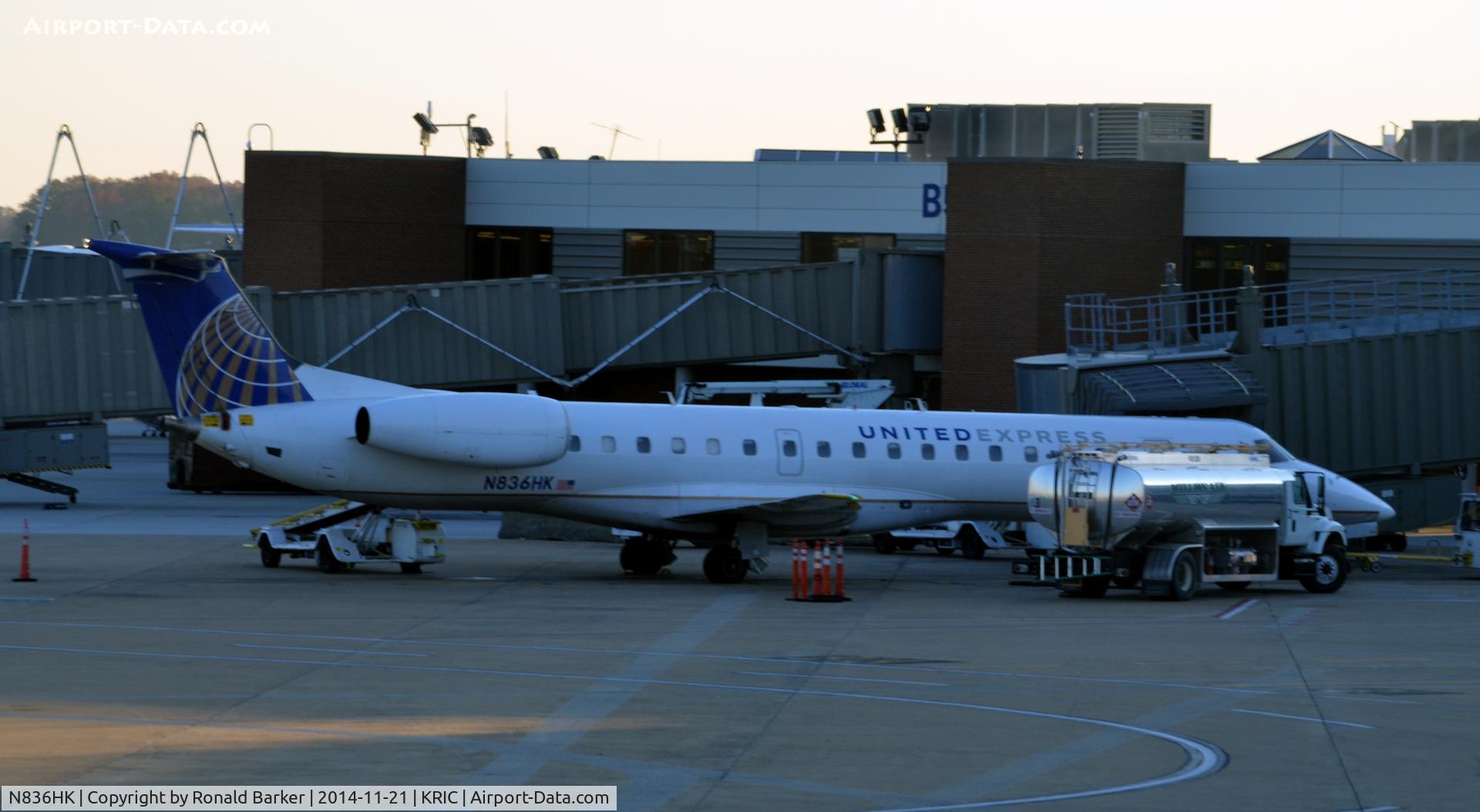 N836HK, 2003 Embraer ERJ-145LR (EMB-145LR) C/N 145695, At the gate RIC