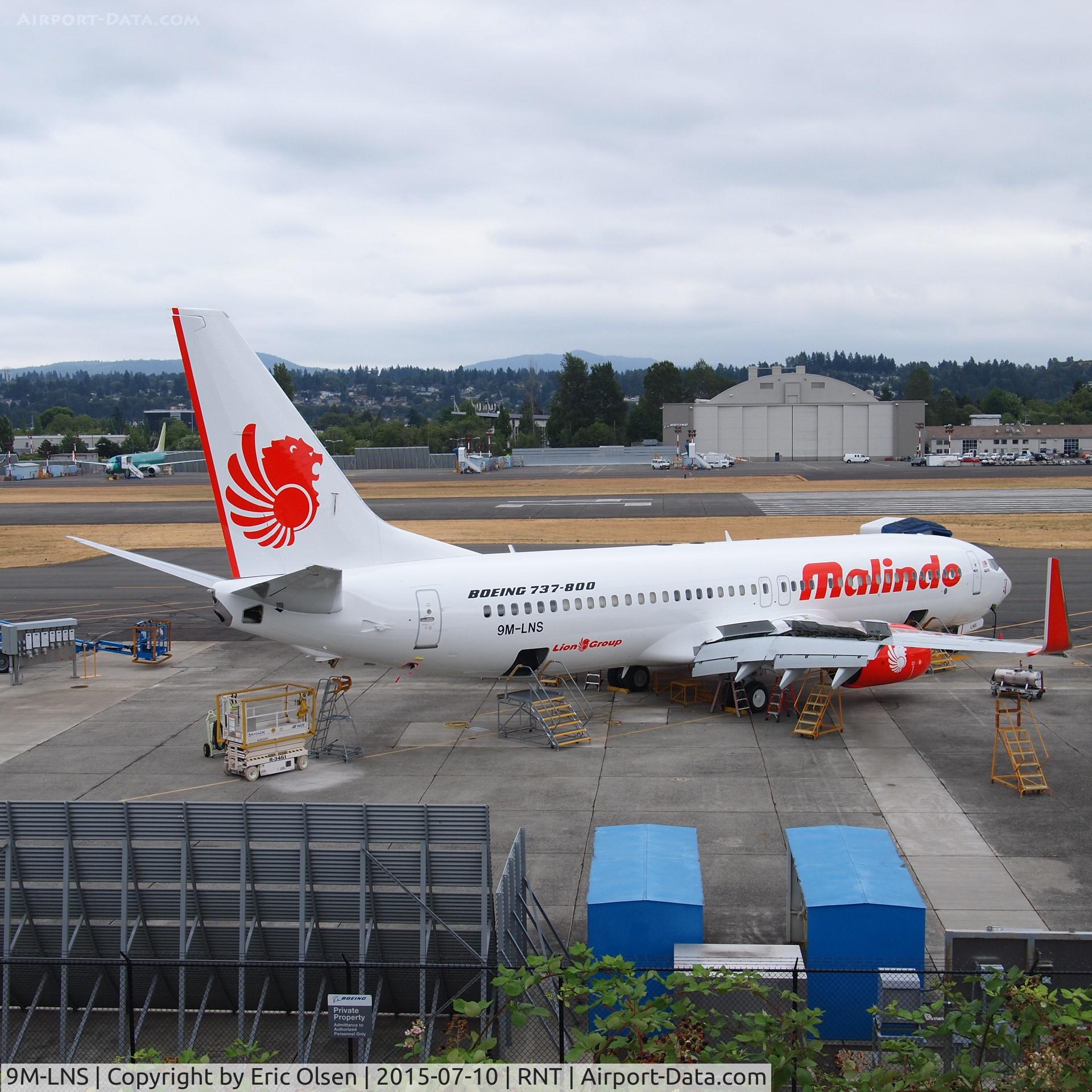 9M-LNS, 2015 Boeing 737-8GP C/N 39858, Boeing 737-800 9M-LNS for Malindo Air sitting at the southwest corner of the Renton Airport.
