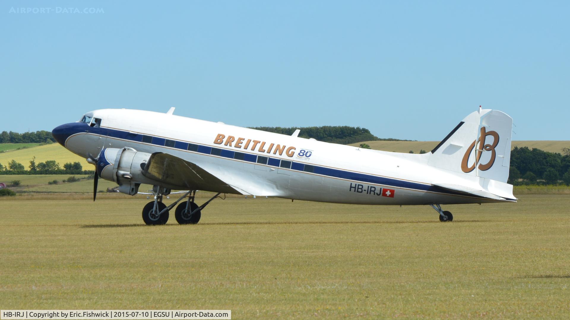 HB-IRJ, 1940 Douglas DC-3A-S4C4G C/N 2204, 1. HB-IRJ arriving for The Flying Legends Air Show, July 2015.