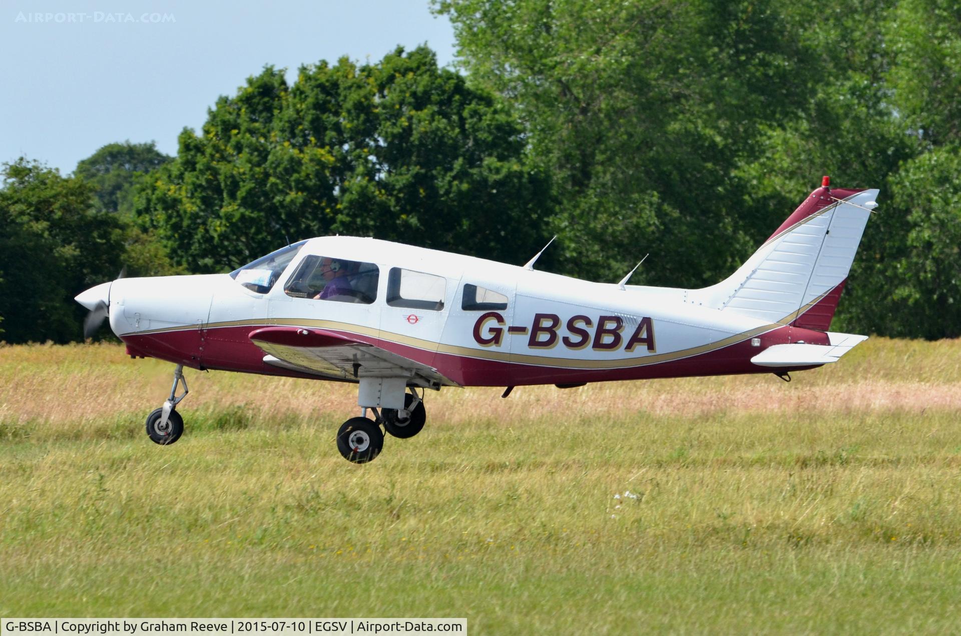 G-BSBA, 1980 Piper PA-28-161 Cherokee Warrior II C/N 28-8016041, Departing from Old Buckenham.