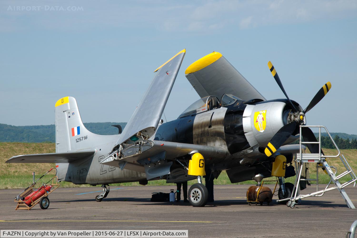 F-AZFN, Douglas AD-4N Skyraider C/N 7609, Skyraider at the flightline of Luxeuil Air Base, France.