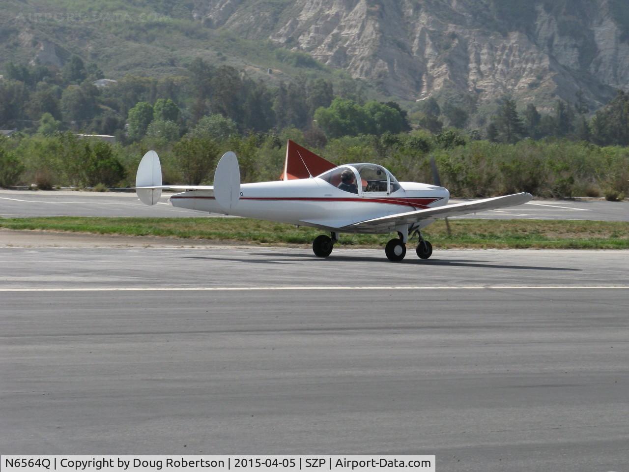 N6564Q, 1965 Alon A2 Aircoupe C/N A-64, 1965 Alon A2 AIRCOUPE, Continental C90 90 Hp, landing roll Rwy 22