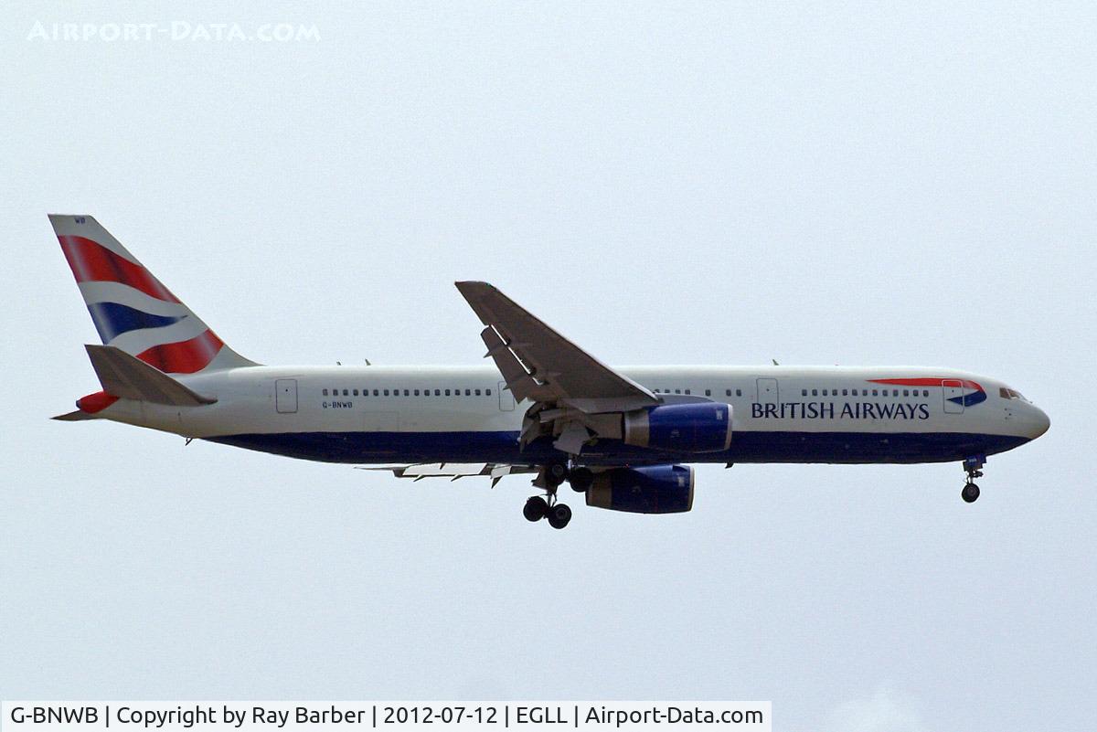 G-BNWB, 1989 Boeing 767-336 C/N 24334, Boeing 767-336ER [24334] (British Airways) Home~G 12/07/2012. On approach 27L.