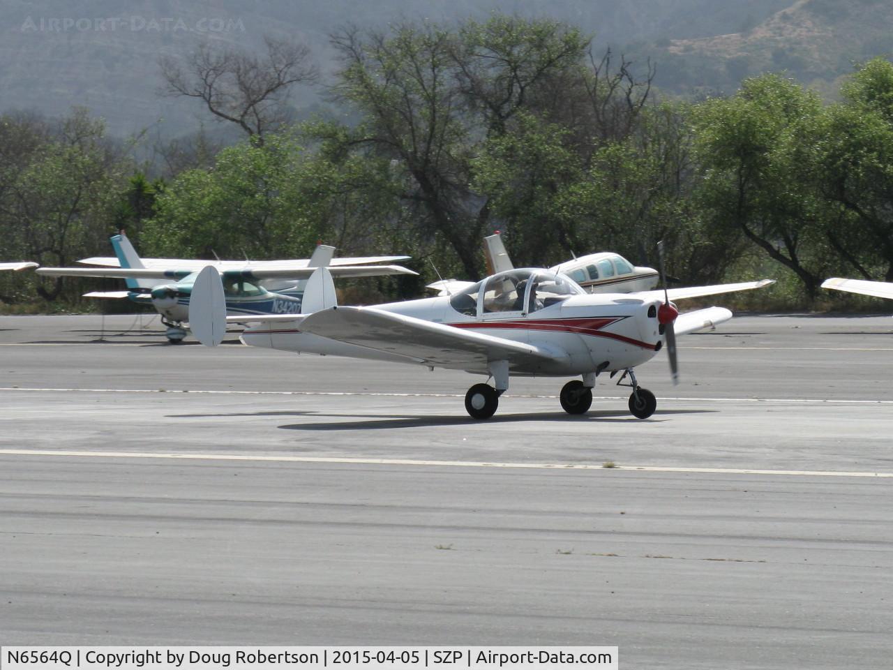 N6564Q, 1965 Alon A2 Aircoupe C/N A-64, 1965 Alon A2 AIRCOUPE, Continental C90 90 Hp, landing roll Rwy 22