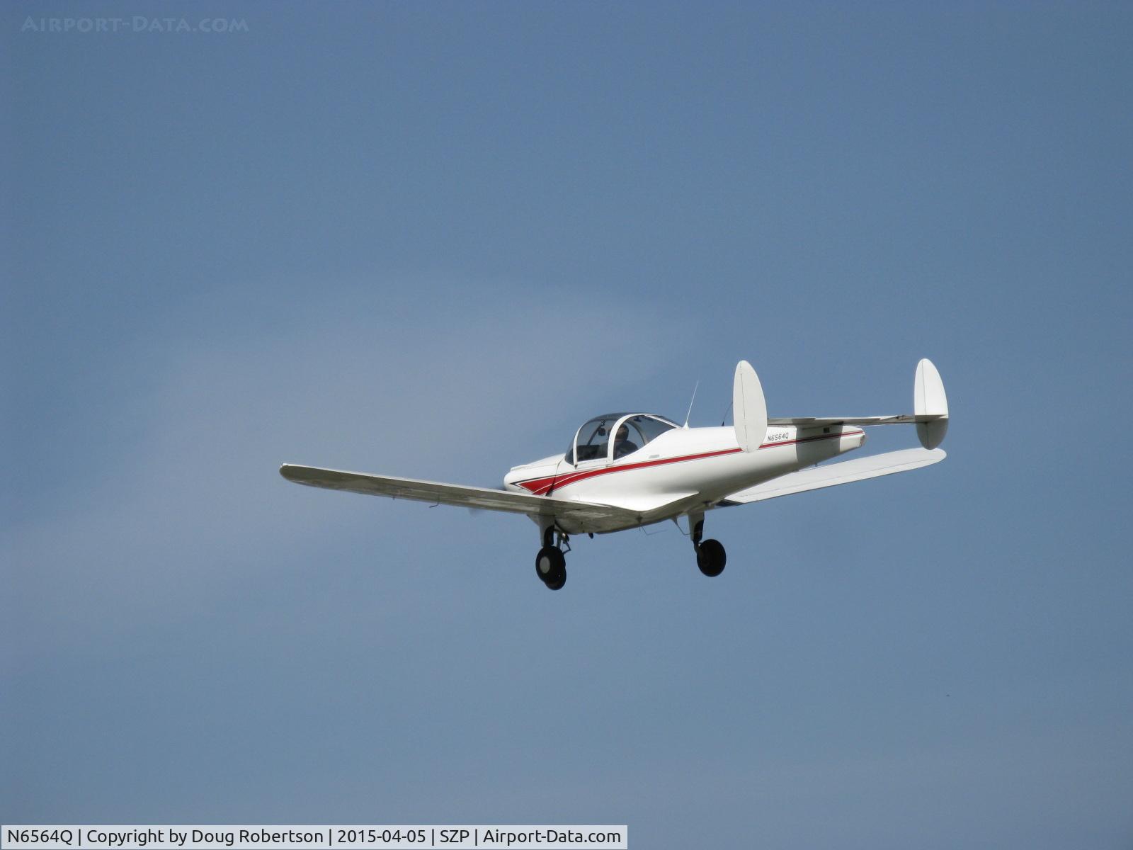 N6564Q, 1965 Alon A2 Aircoupe C/N A-64, 1965 Alon A2 AIRCOUPE, Continental C90 90 Hp, takeoff climb Rwy 04