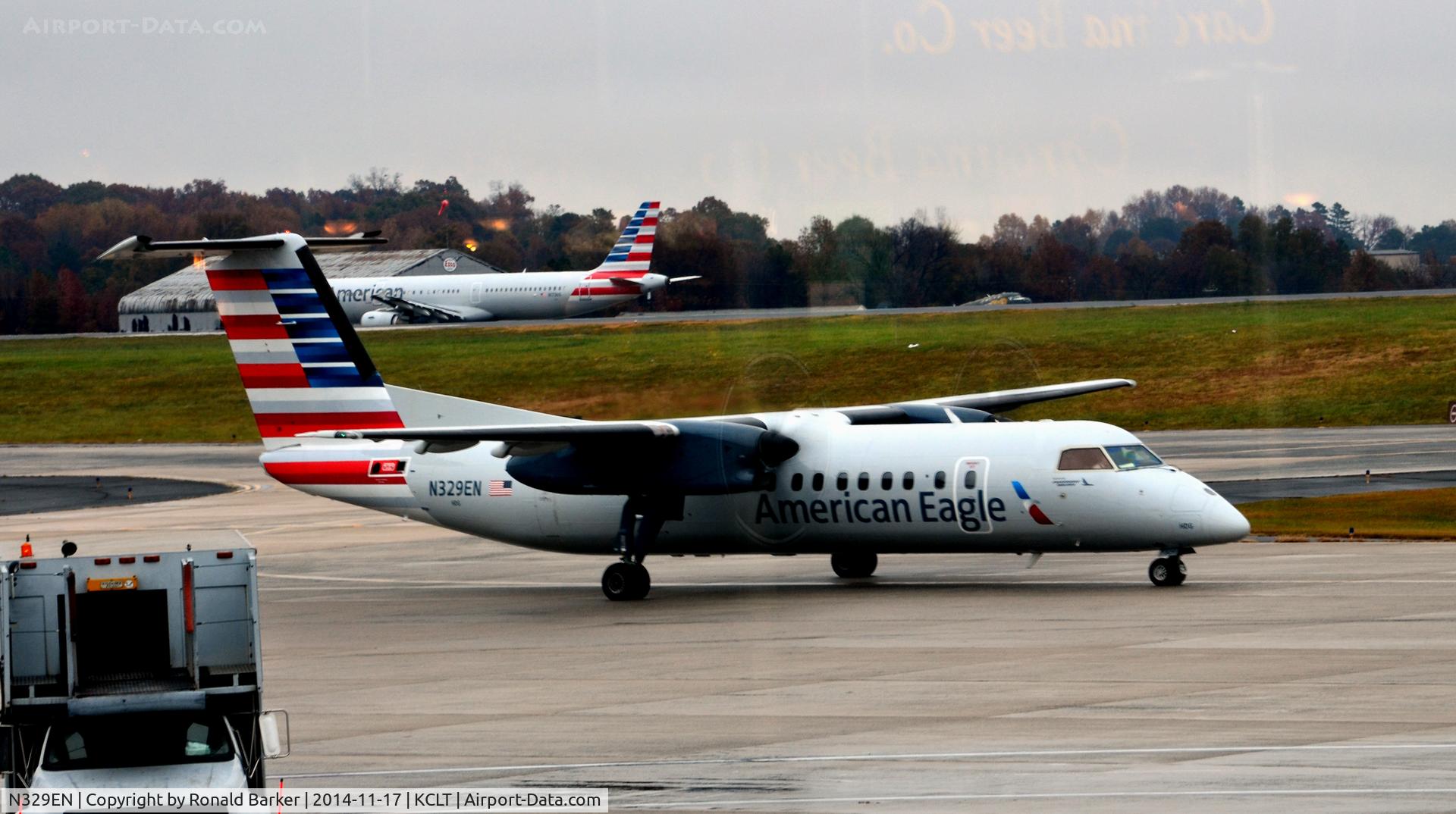 N329EN, 1991 De Havilland Canada DHC-8-311 Dash 8 C/N 290, Taxi for takeoff CLT