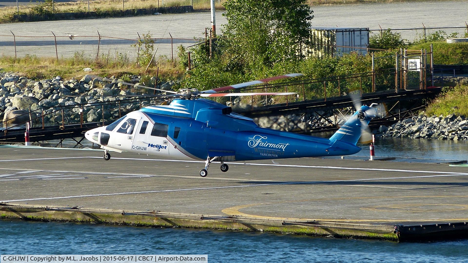 C-GHJW, 1980 Sikorsky S-76A C/N 760074, Helijet departing Vancouver Harbour Heliport.