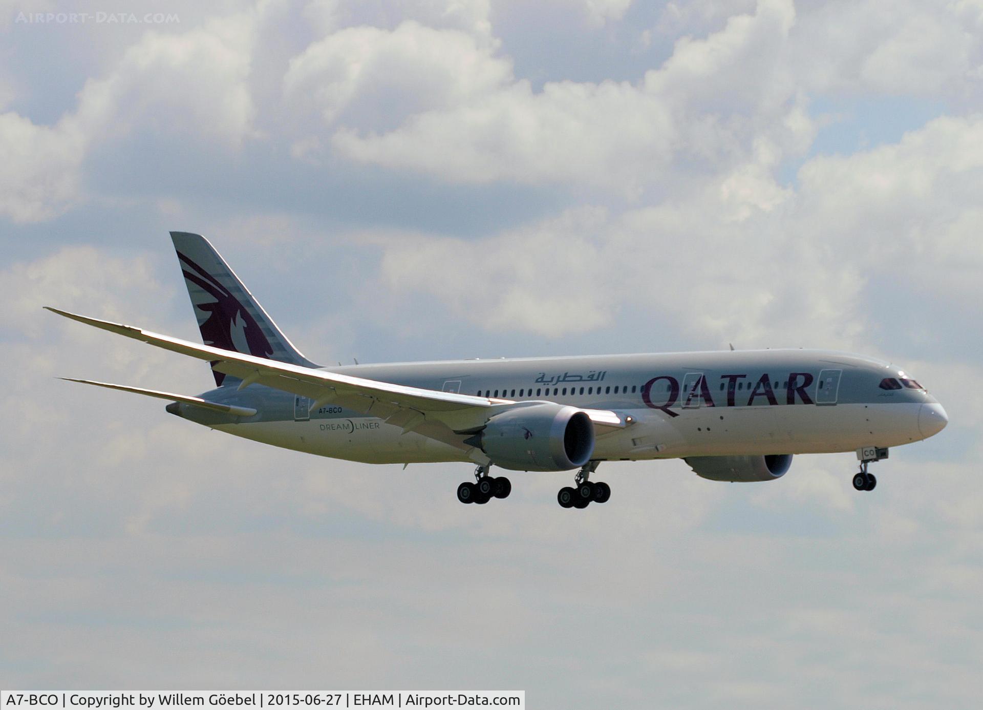 A7-BCO, 2014 Boeing 787-8 Dreamliner Dreamliner C/N 38333, Landing on runway 27 of Schiphol Airport
