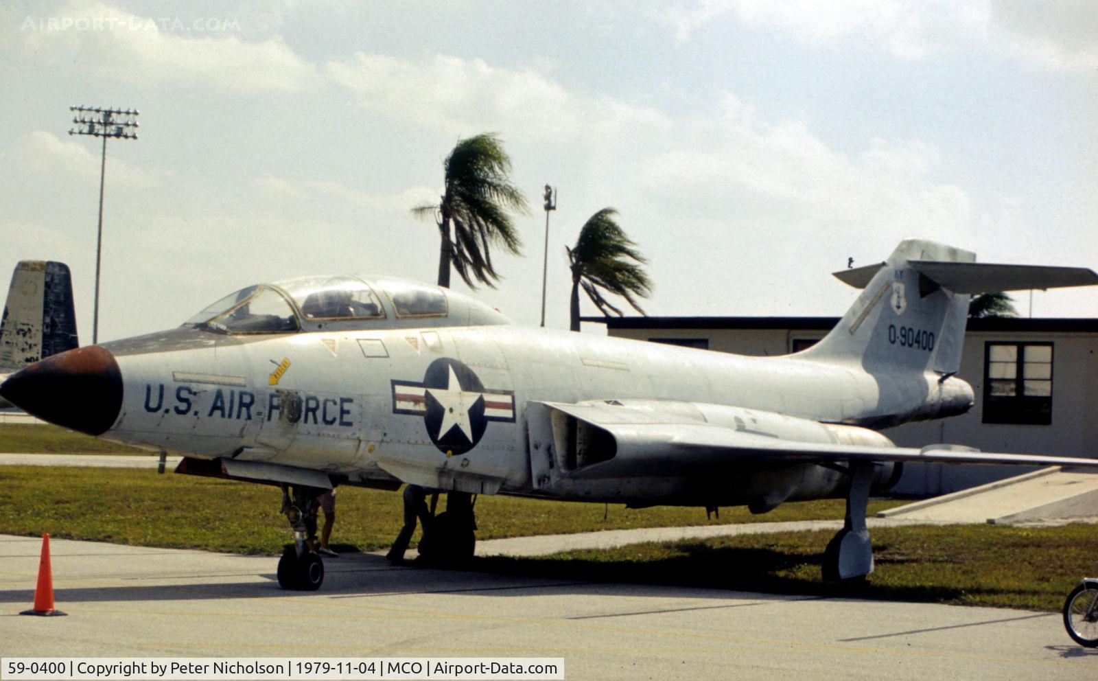 59-0400, 1959 McDonnell F-101F Voodoo C/N 724, Another view of this F-101F Voodoo as on display at the Wings & Wheels Museum at Orlando in November 1979.
