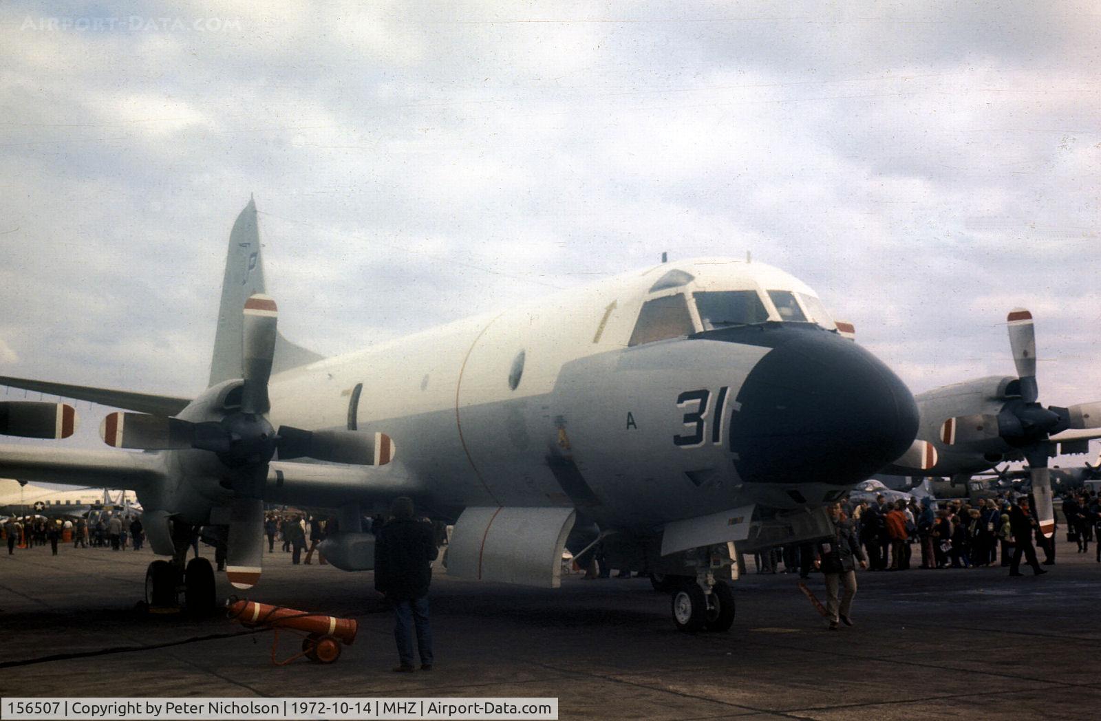 156507, Lockheed P-3C Orion C/N 285A-5501, P-3C Orion of Patrol Squadron VP-49 on display at the 1972 RAF Mildenhall Air Fete. This was the first production P-3C example.