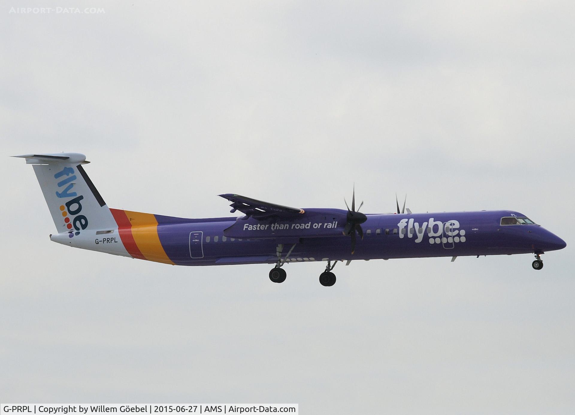 G-PRPL, 2011 Bombardier DHC-8-402 Dash 8 C/N 4380, Landing on runway 27 of Schiphol Airport