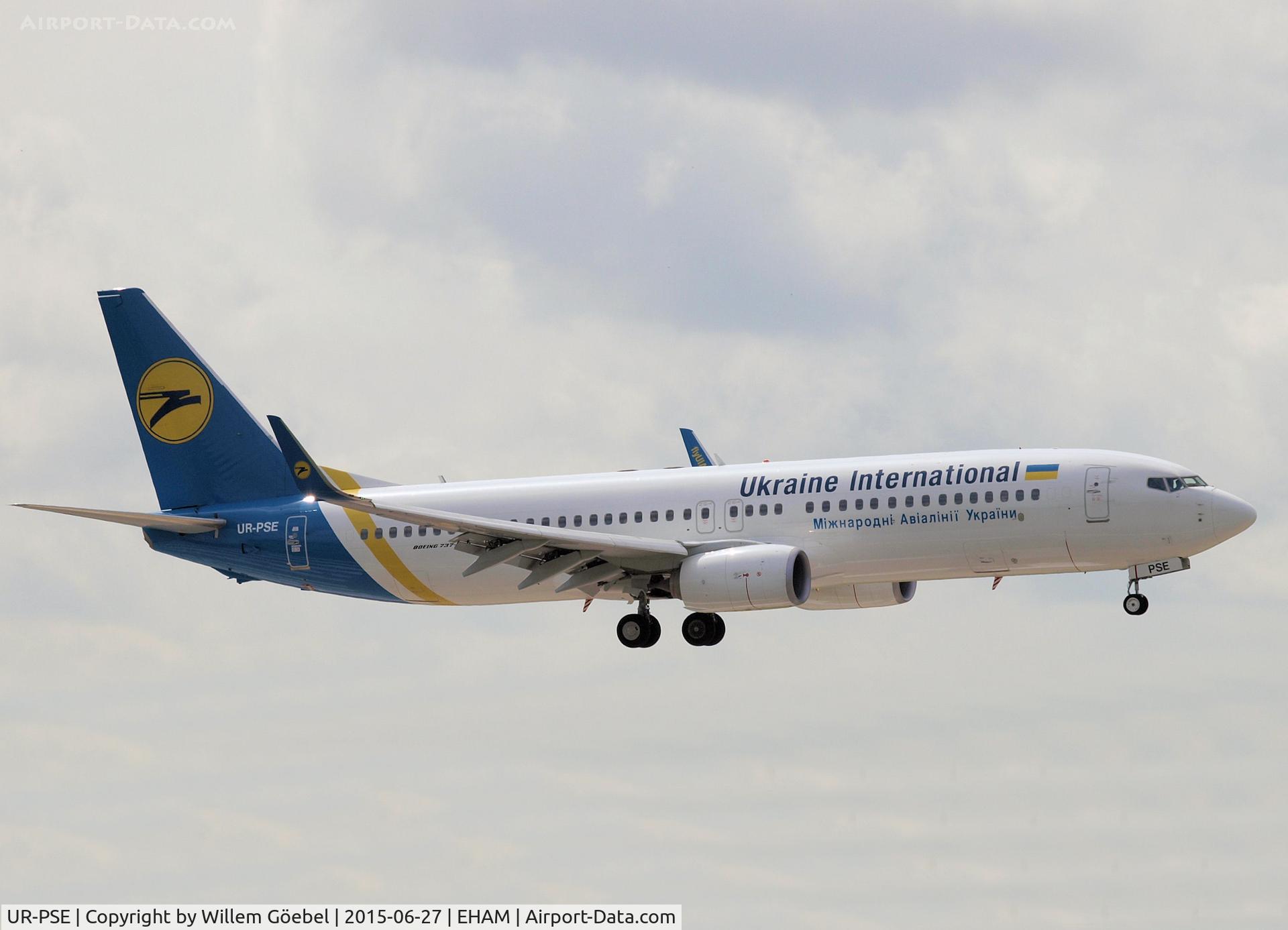 UR-PSE, 2012 Boeing 737-84R C/N 38119, Landing on runway 27 of Schiphol Airport