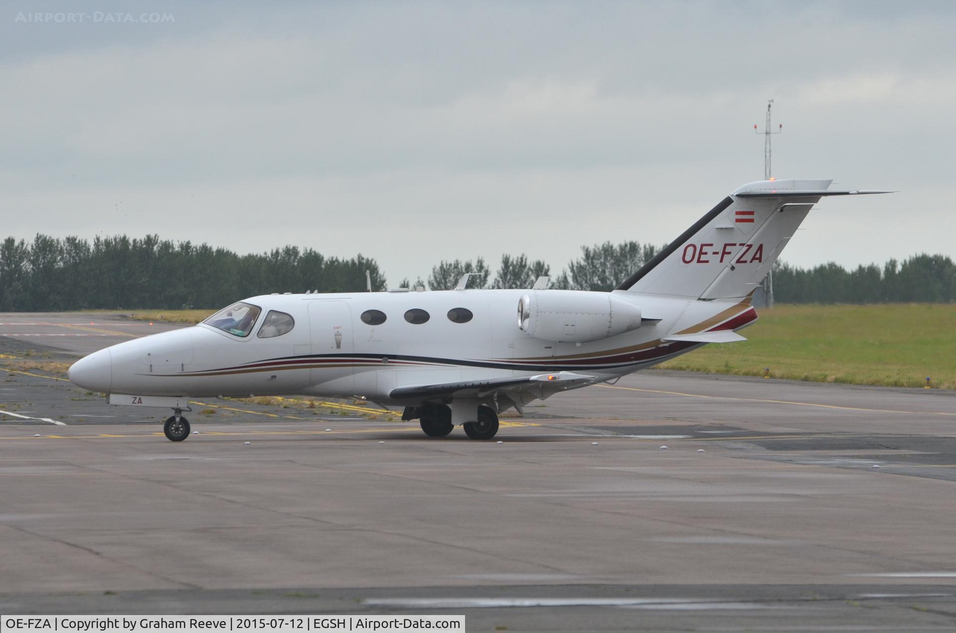 OE-FZA, 2008 Cessna 510 Citation Mustang Citation Mustang C/N 510-0144, Just landed at Norwich.
