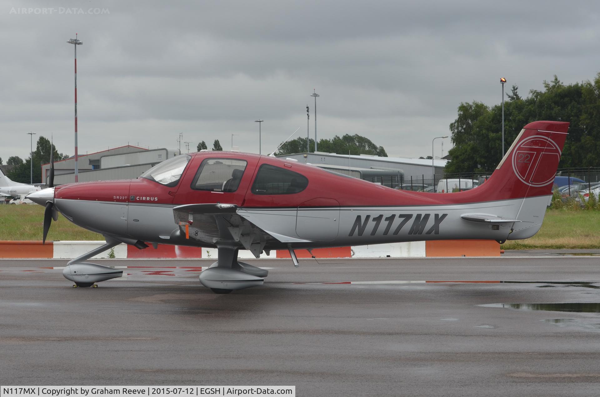 N117MX, 2011 Cirrus SR22T C/N 0177, Parked at Norwich.