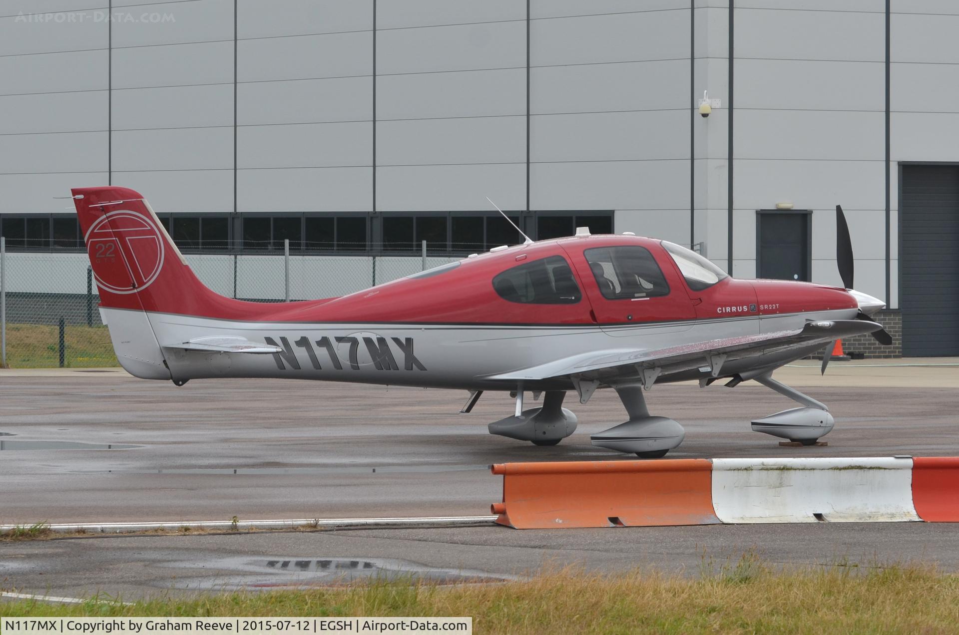 N117MX, 2011 Cirrus SR22T C/N 0177, Parked at Norwich.