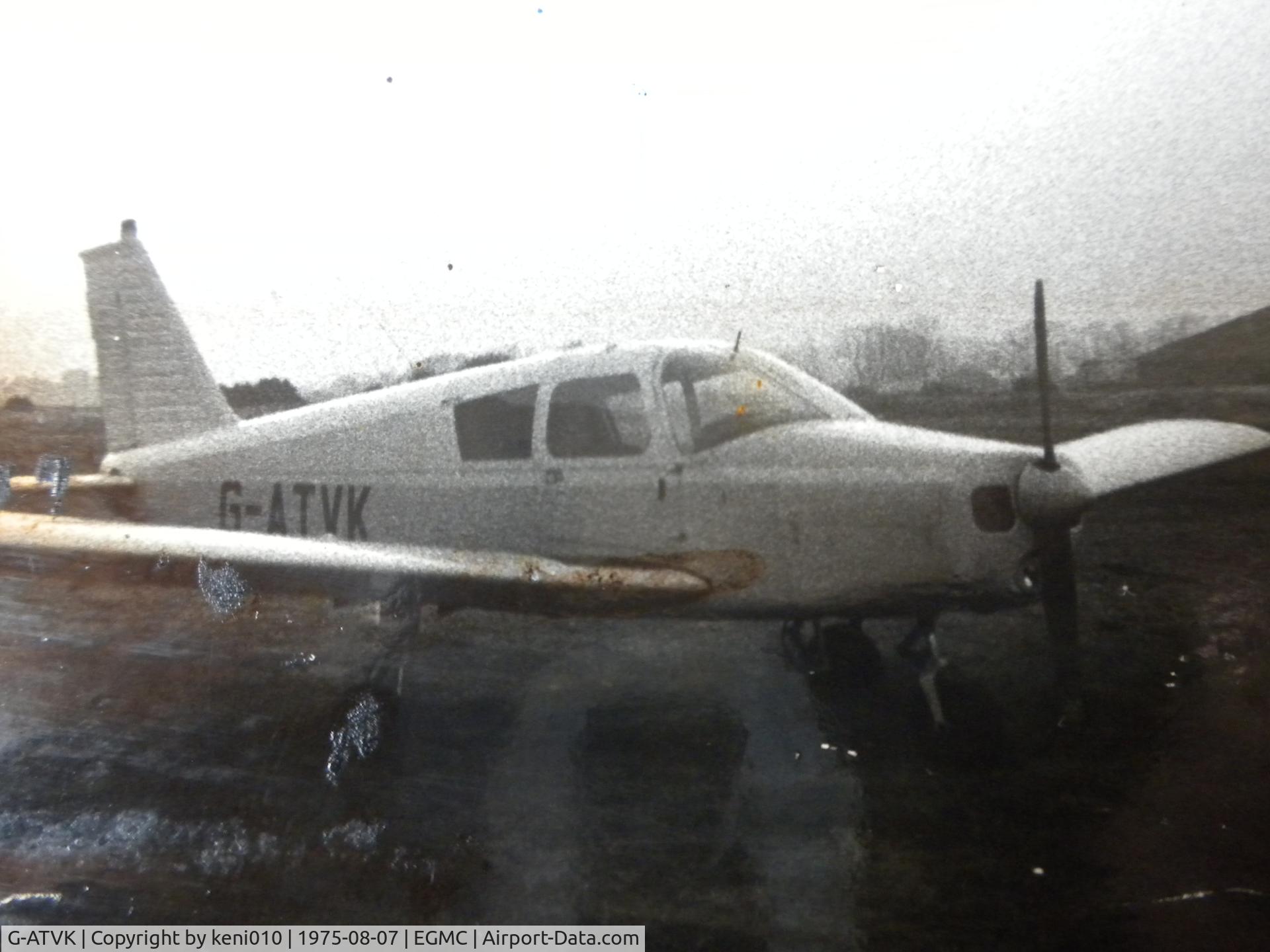G-ATVK, 1966 Piper PA-28-140 Cherokee C/N 28-22006, Learned to fly in this and other 140's, at Southend 1974/5. Took this one over to France & Belgium a few times. It was a bit scruffy when I was using it, matt light blue and white. Apologies for poor photo sadly it's the only one I have. 