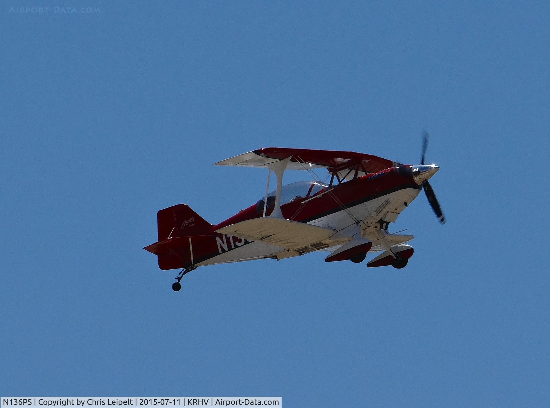 N136PS, 1999 Aviat Pitts S-2C Special C/N 6026, A transient biplane of some sort departing on runway 31R to catch up to its fellow T34 Mentor at the Reid Hillview Airport Day/STEAM Festival.