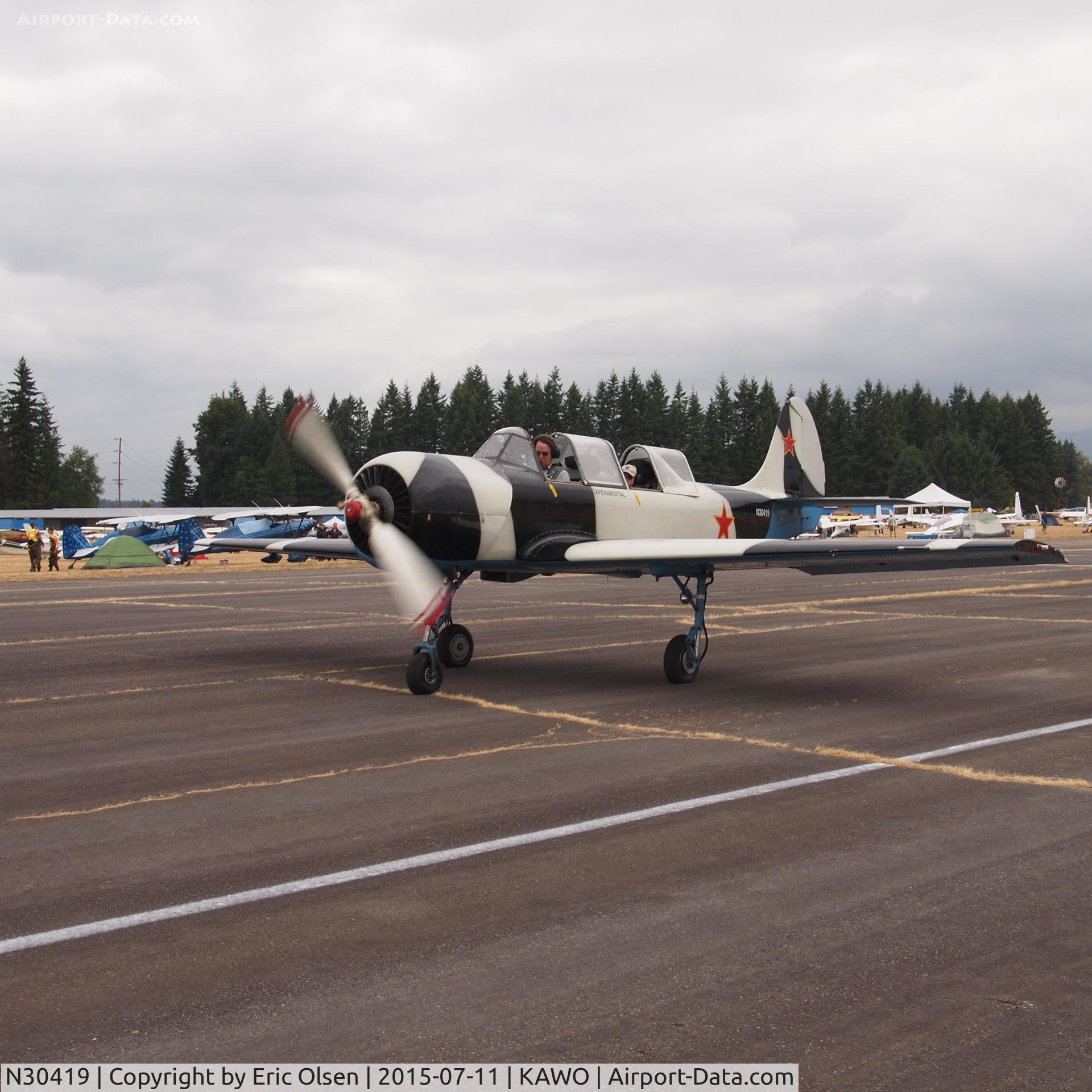 N30419, 1981 Yakovlev (Aerostar) Yak-52 C/N 811114, 1981 Yak-52  at the 2015 Arlington Fly-In. This is a new aircraft to the Pacific Northwest.