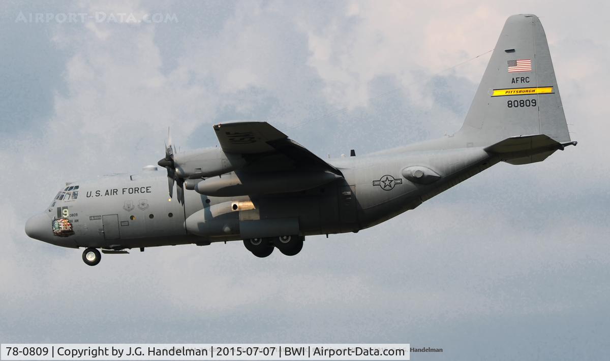 78-0809, 1978 Lockheed C-130H-LM Hercules C/N 382-4819, On final to 33L.