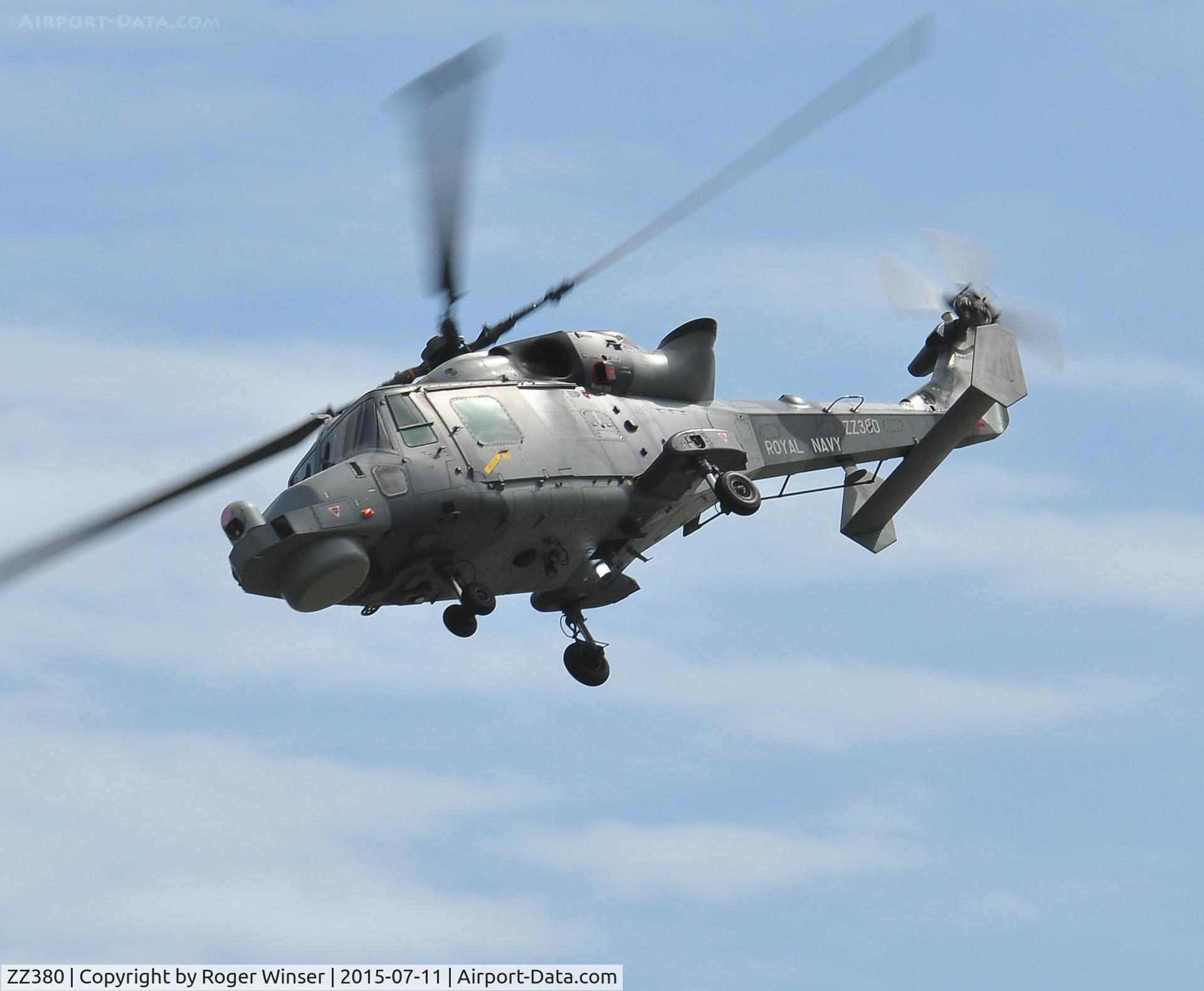 ZZ380, 2013 AgustaWestland AW-159 Wildcat HMA.2 C/N 499, Off airport. A Wildcat of the Royal Nay Helicopter Display Team 