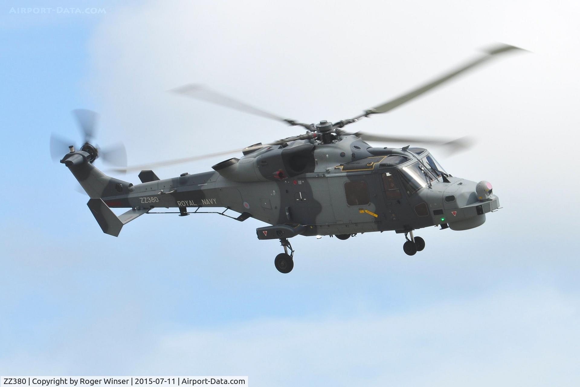 ZZ380, 2013 AgustaWestland AW-159 Wildcat HMA.2 C/N 499, Off airport. A Wildcat of the Royal Navy Helicopter Display Team 