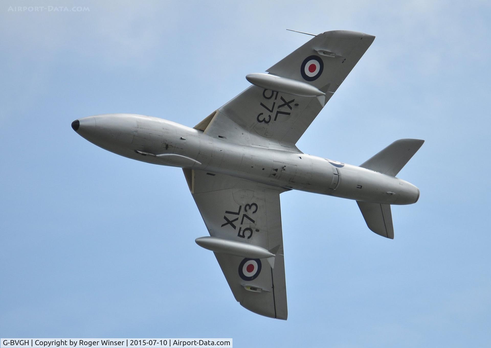 G-BVGH, 1958 Hawker Hunter T.7 C/N HABL-003360, Off airport. Ex-RAF Hunter XL573 was displayed by 'Viper 1' on the first day of the Wales National Airshow held over Swansea Bay.