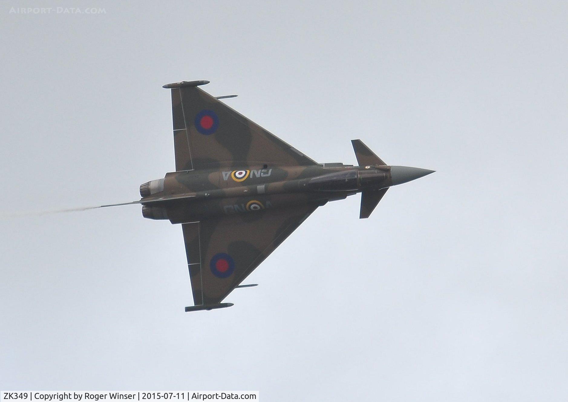 ZK349, Eurofighter EF-2000 Typhoon FGR.4 C/N BS110/399, Off airport. Typhoon aircraft of 29(R) Squadron RAF in the markings carried by Hawker Hurricane P3576 coded GN-A of 249 Squadron in August 1940. Displaying on the first day of the Wales National Airshow.