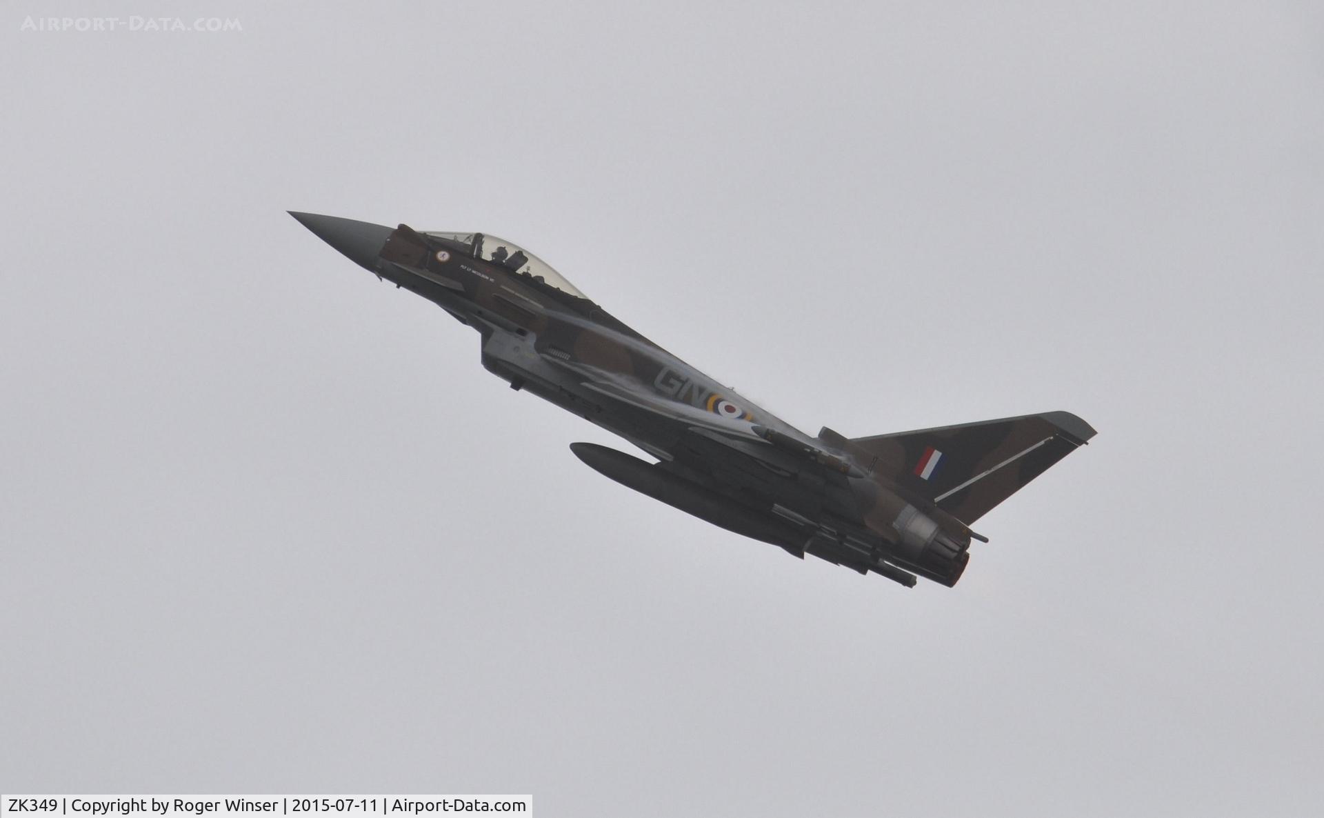 ZK349, Eurofighter EF-2000 Typhoon FGR.4 C/N BS110/399, Off airport. Typhoon of 29(R) squadron RAF in the markings carried by Hawker Hurricane P3576 of 249 Squadron coded GN-A in August 1940. Displaying on the first day of the Wales National Airshow held over Swansea Bay.