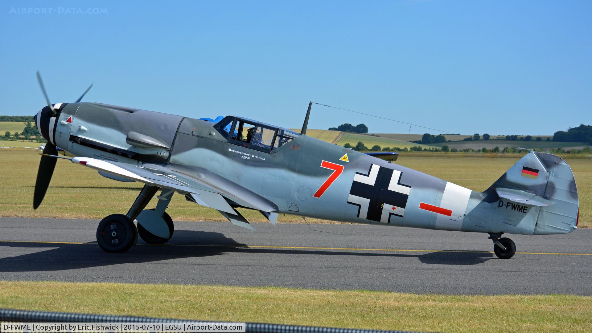 D-FWME, Messerschmitt Bf-109G-4 C/N 0139, 1. D-FWME preparing for The Flying Legends Air Show, July 2015.