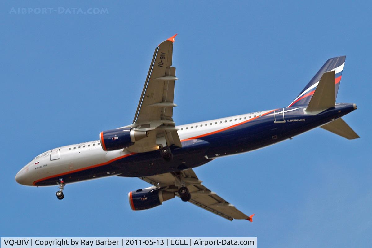 VQ-BIV, 2011 Airbus A320-214 C/N 4649, Airbus A320-214 [4649] (Aeroflot Russian Airlines) Home~G 13/05/2011. On approach 27R.