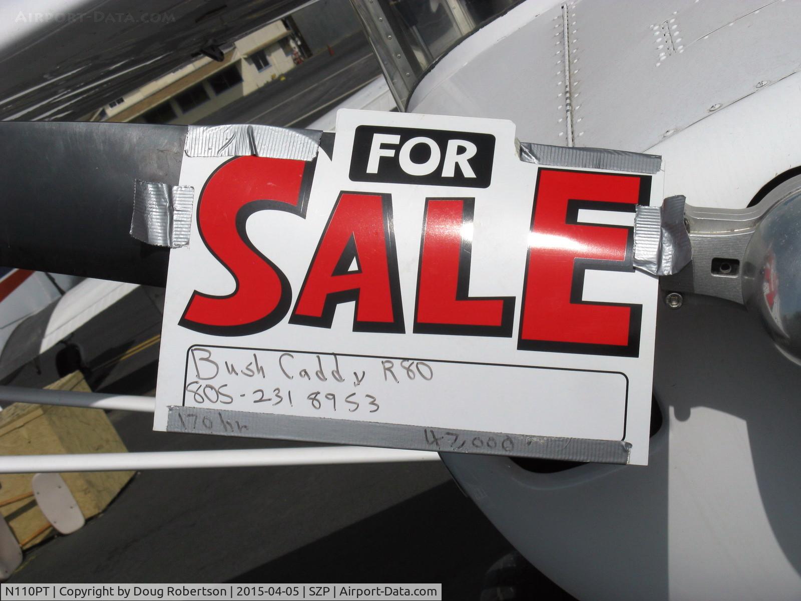 N110PT, BushCaddy LSA R-80 C/N BCLSA (AT) 147, 2010 Canadian Light Aircraft BUSH CADDY R80 E-LSA, Rotax 80 Hp, this aircraft For Sale. Camera tilted for legibility of the sign.