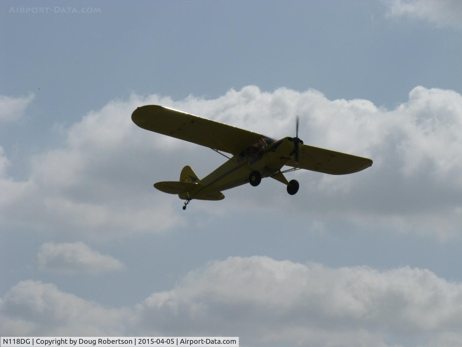 N118DG, 2008 Piper PA-18 Replica C/N 001, 2008 Ganzer XPA18, Continental O-200 100 Hp, takeoff climb Rwy 22
