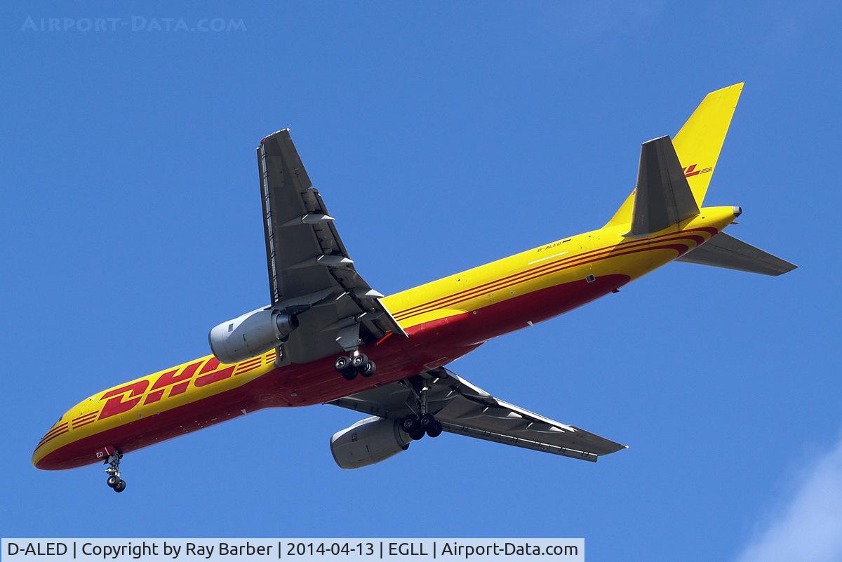 D-ALED, 1983 Boeing 757-236 C/N 22179, Boeing 757-236F [22179] (DHL) Home~G 13/04/2014. On approach 27R.